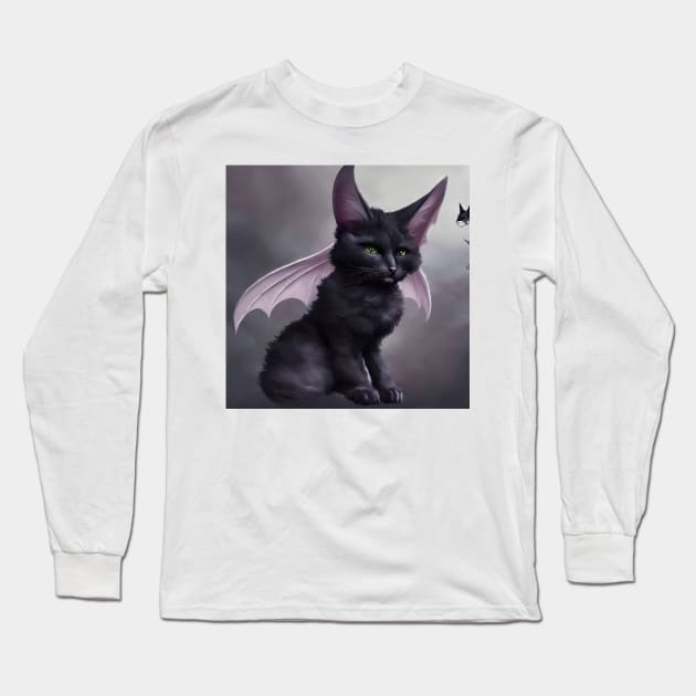 BatCat Plushie Whimsical Wall Art Long Sleeve T-Shirt by adorcharm